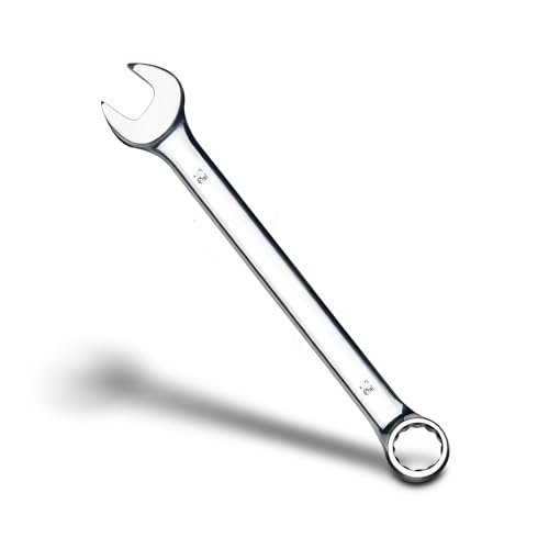 zhax 15mm Metric Combination Wrench 12 Point Box End 15 Degree Offset Design Mirror Polish Finish Forged CR-V Steel Hand Tools for Mechanics Ideal for Auto and Home Repair