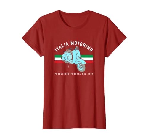 Italia Motorino - Vintage Italian Flag T-Shirt, Women, Cranberry Red, X-Large