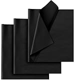 50 Sheets Black Tissue Paper for Gift Bags - Black Wrapping Tissue Paper Bulk for Weddings Birthday DIY Project Halloween Christmas Gift Wrapping Crafts Decor (14 x 20 Inch)