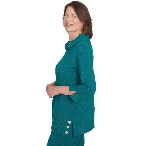 Alfred Dunner Women's French Quarter Spliced Ribbed Cowl Neck Solid Top2