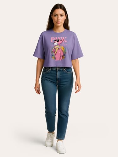 Image of HELLCAT Beige Printed Loose Fit Crew-Neck Crop T-Shirt for Women