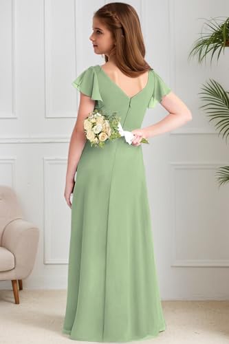 Junior Bridesmaid Dresses for Wedding Chiffon Short Sleeves Flower Girl Dress for Teen Party Formal Gowns3