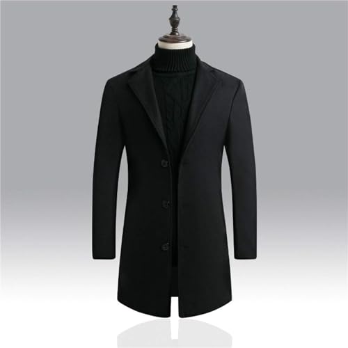 Mens Wool Notch Lapel Coat Slim Fit Mid Length Jacket Single Breasted Casual Warm Trench OerCoat with Pockets3