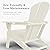 Patio Kingdom Folding Adirondack Chair with Cup Holders, HDPE Plastic Outdoor Chairs, Weather Resistant, Real Wood Look for Patio, Deck, Fire Pit, Backyard, White