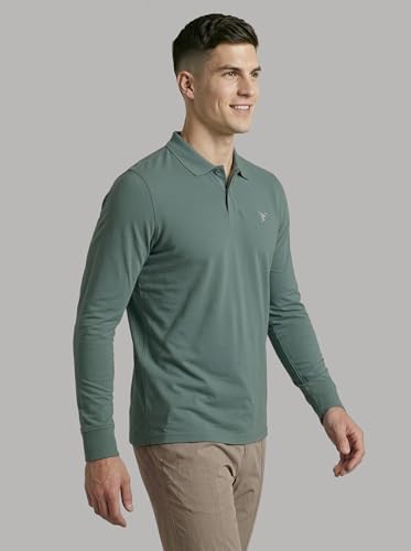 Image of TECHNOSPORT Men's Solid Full Sleeve Polo T-Shirt MATPIQ Quick Dry Slim Fit Sports Tee for Travel Casual Smart Wear UPF50+ Anti Odour