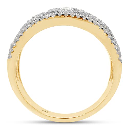 SAVEARTH DIAMONDS 1 Carat (Cttw) Round Cut Lab Created Moissanite Diamond Double Row Teardrop Wedding Band Ring Jewelry For Women In 14k Gold Over Sterling Silver 1 1/2 Cttw4