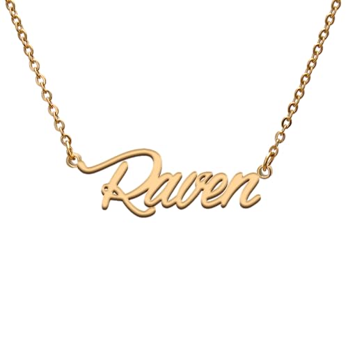 Raven Name Tag Necklaces for Her His Friends Familys Relationship Memory Jewelry Gift