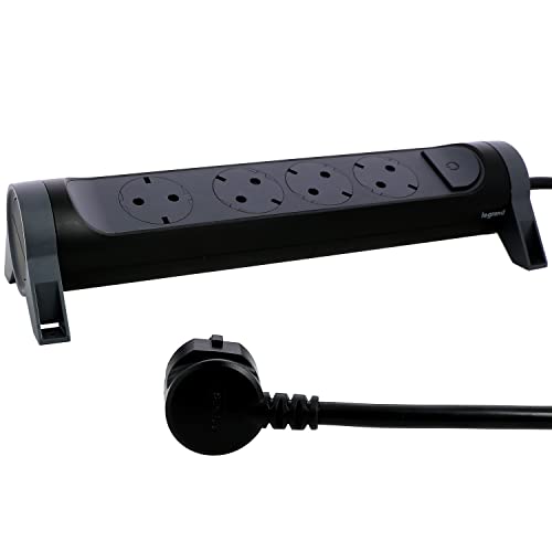Regleta de enchufes giratoria Legrand con 4 tomas y cable de 3m negro 1