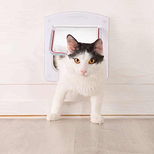 Pet Door For Cats And Dog, Cat Flap Door For Interior Exterior Cat Door Weatherproof Pet Door 4-Way Rotary Lock Pet Door With Cat Flap For Cats Doggie Kittens, 8 X 8.6 Inches #TOP5