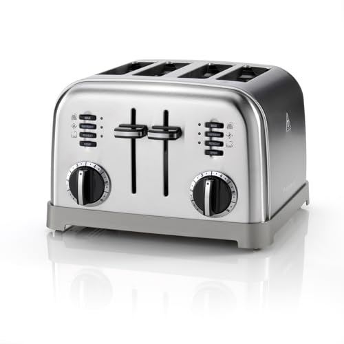 Cuisinart 4-Scheiben-Toaster | Breite Schlitze, ideal für dickes Brot und Bagels | 6 Bräunungsstufen plus Abtauung | Breite Schlitze, High-Lift-Hebel | Passender Wasserkocher erhältlich | Edelstahl