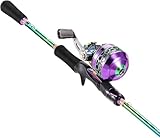 Yun Nong Angelrute und Spule, zweiteilig, tragbar, leicht, Reise-Angelrute mit Spincast-Rolle für Süßwasser-Set, kompakte Angelausrüstung