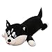 XUNLEI 80Cm Divertido Vestido Husky Juguetes De Peluche Suave Muñeco De Peluche Husky Acostado Perro Negro Animales Almohada para Dormir Regalo De Cumpleaños para Niños