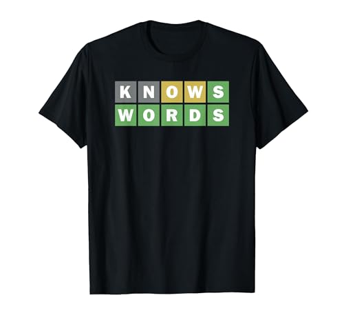 Knows Words | Word Guessing Game | Guess The Word Game T-Shirt, Men, Black, Large