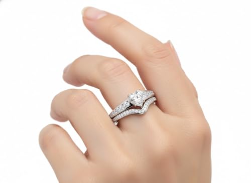 Image of Choose Your Gemstone Graduated Channel Setting Diamond CZ Wedding Sterling Silver Heart Shape Wedding Engagement Birthstone Stackable Ring Size US 4 to 12
