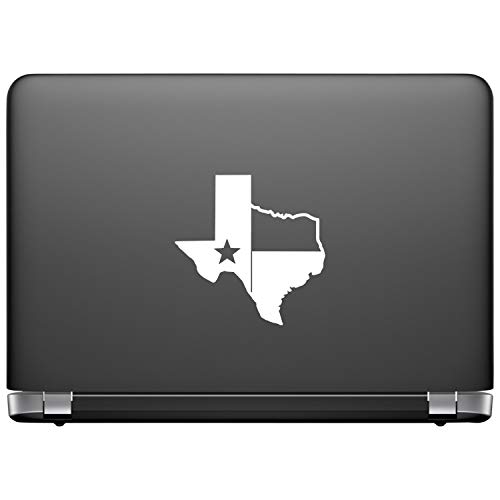 Image of TX Flag Shaped Like Texas [Pick Color] Vinyl Transfer Sticker for Laptop /Car /Truck /Window /Bumper (3 inch x 3 inch, White)