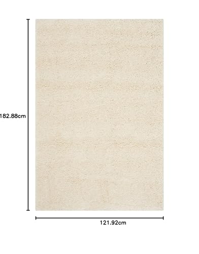 Image of Shaggy Floor Carpets for Living Room, Elegant Bed Side Runner Carpet, Sofa Area Pooja Room Carpet,(4x6 Feet, Ivory)