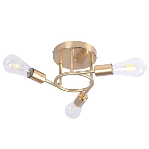 Image of CXGLEAMING Gold 3 Light Small Chandelier Ceiling Light E27 Semi Flush