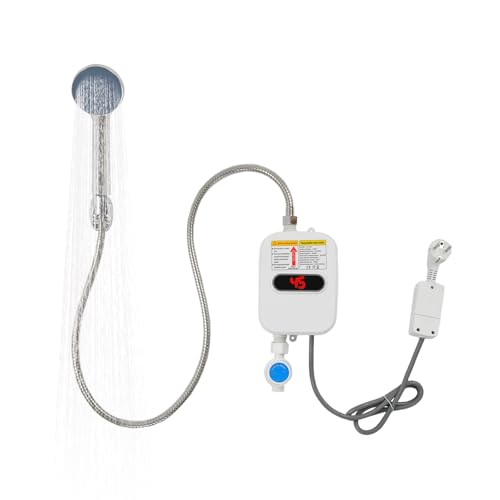 Mini Durchlauferhitzer 200v Dusche, 3500W Elektrisch Warmwasserbereiter Erdschlussschutz mit Duschkopf, Elektrische Wassererhitzer für Küche Bad Zuhause