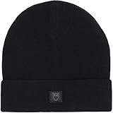 Rippstruktur KnowledgeCotton Apparel Beanie Wolle Mütze, Black Jet tiefschwarz
