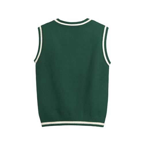 Image of Sweater Vest Women,Sleeveless V Neck Argyle Plaid Long Preppy Loose Knitted Casual School Sweaters Tank Top
