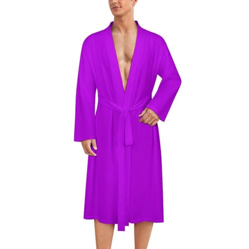 Peignoir de bain homme haut de gamme, l'élégance du kimono léger imprimé violet de créateur