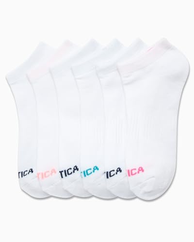Image of Nautica Womens No Show Socks Moisture Wicking Athletic Low Cut Socks 6 Pack | Moisture Wicking Dri-Motion Fabric, Cushioned Key Areas, Banded Arch Support, No Show Low Cut, Shoe Size 4-10