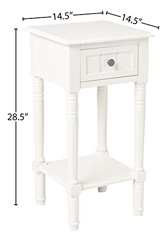 Décor Therapy Simplify Accent Table with Drawer, Antique White - Thumbnail 5