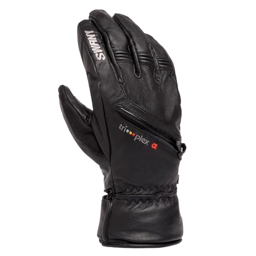 SWANY Men's X-Cell Under Gloves - Waterproof Breathable Insulated Winter Snow LeatherShield Gloves with Utility Heat Pocket, Black, Medium