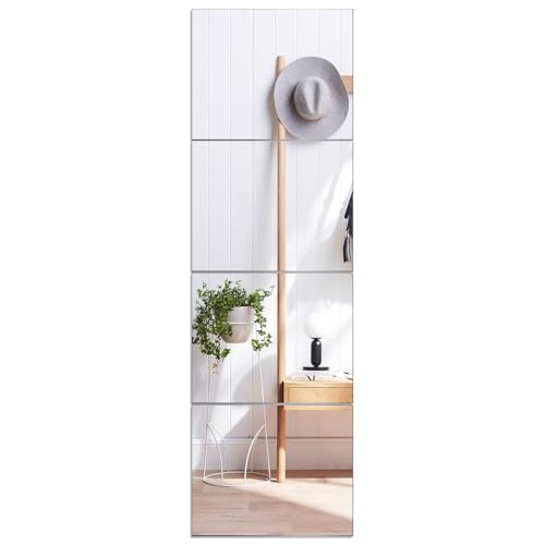 Image of Fliptic Acrylic Full Length Wall Mirror - 12x10 Inch - 4PCS, Frameless Gym Mirrors for Home Gym, Full Body Acrylic Mirror for Bedroom, Living Room