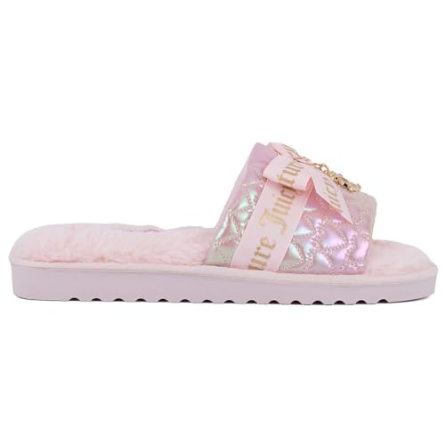 Juicy Couture Women's Faux Fur Slide Sandal Slippers, Open Toe, Comfortable Indoor Outdoor House Shoes2