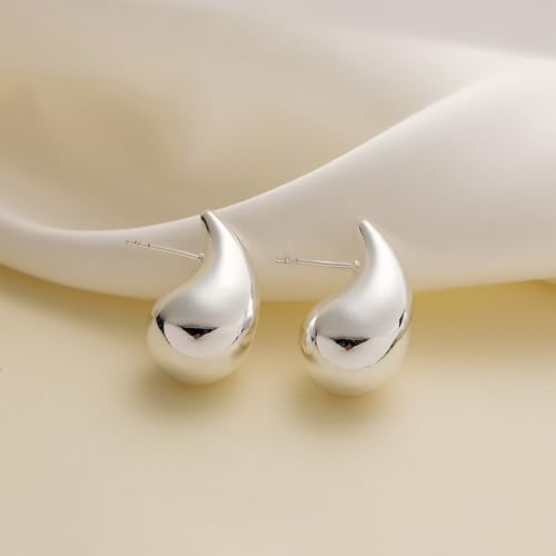 Image of Apsvo Chunky 14K Gold Plated Hoop Earrings for Women, Lightweight Waterdrop Hollow Open Hoops, Hypoallergenic Dupes Earrings