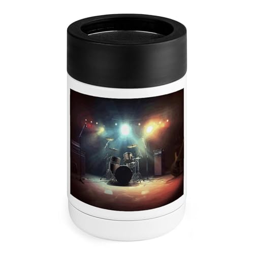 Stainless Steel Beverage Cooler with Silicone Sleeve, Rock Band Stage Print Multipurpose Drink Chiller for Home, Office, and Outdoor Use