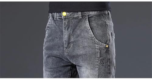 Men's Washed Elastic Slim-Fit Jeans Straight Youth Little Feet Denim Trousers Embroidery Clothing Pants2