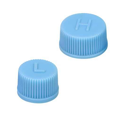 ZNDAW 2PCS Car A/C Valve Core Caps, Leakproof R134a Air Conditioning Repair System Charging Port Dust Cover, High & Low Side Pressure AC Valve Cap Replacement for Cars RVs Trucks