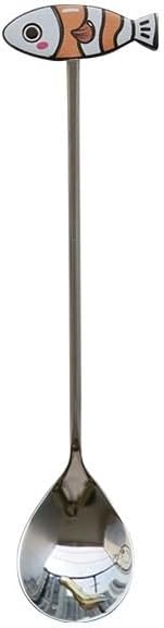 Silverware Flatware Set, 1/4/6/8/10/12 Pcs 304 Stainless Steel Spoon Creative Cartoon Cute Animal Coffee Spoon Dessert Spoon Small Fish Stirring Spoon(Pink,12 Pieces)