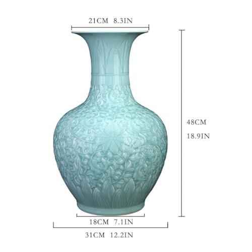 Vase en céramique céladon chinois, vase décoratif rétro pour salon et maison