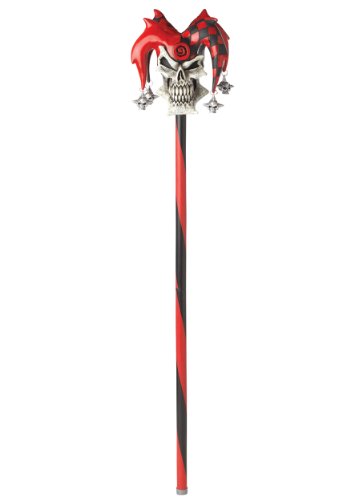 Canne psychédélique bouffon du roi rouge noir accessoire déguisement AC5315