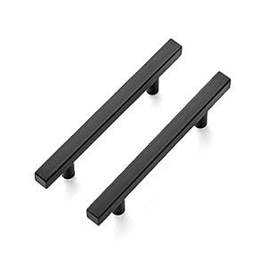 Ravinte 30 Pack 6” Square Cabinet Pulls Matte Black Stainless Steel Kitchen Drawer Pulls Cabinet Handles 6”Length, 3-3/4” Hole Center