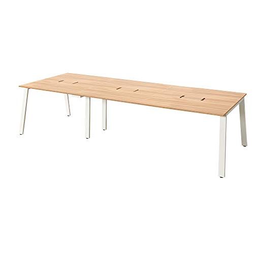 【メーカー配送・設置・組立】プラス Garage オフィスデスク MRフリースタイルデスク スタンダード 幅360cm 奥行120cm 配線収納付 天板ナチュラル/脚ホワイト 604832