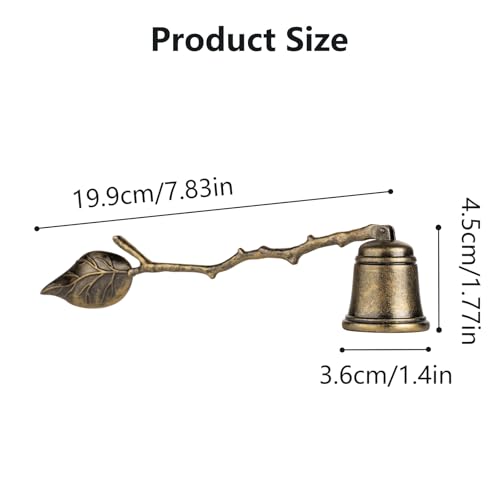 WOPARTY Vintage Leaf Candle Snuffer, Antique Gold Resin, 7.87 Inch Handle with 1.38 Inch Bell, Elegant Home Decor