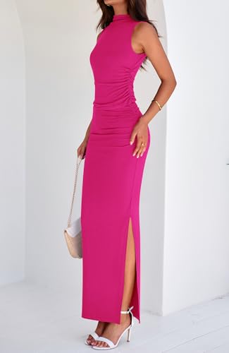 BTFBM Summer Two Piece Skirt Set for Women 2025 Dressy Lightweight Sleeveless Knit Top Going Out Split Maxi Skirt Set