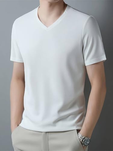 Image of TAGDO Men's Solid Color V-Neck Short Sleeve T-Shirt (2033)
