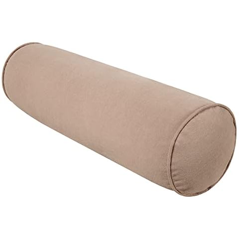 RHOOM Taupe Beige Linen Bolster Cushion Cover, 50cm x 16cm Cylinder - Ergonomic Support Scatter Pillow for Home UK Cover
