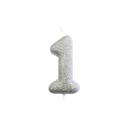 CROSSWEAR AHC40/1 Number 1 Silver Glitter Pick Candle-1 Pc