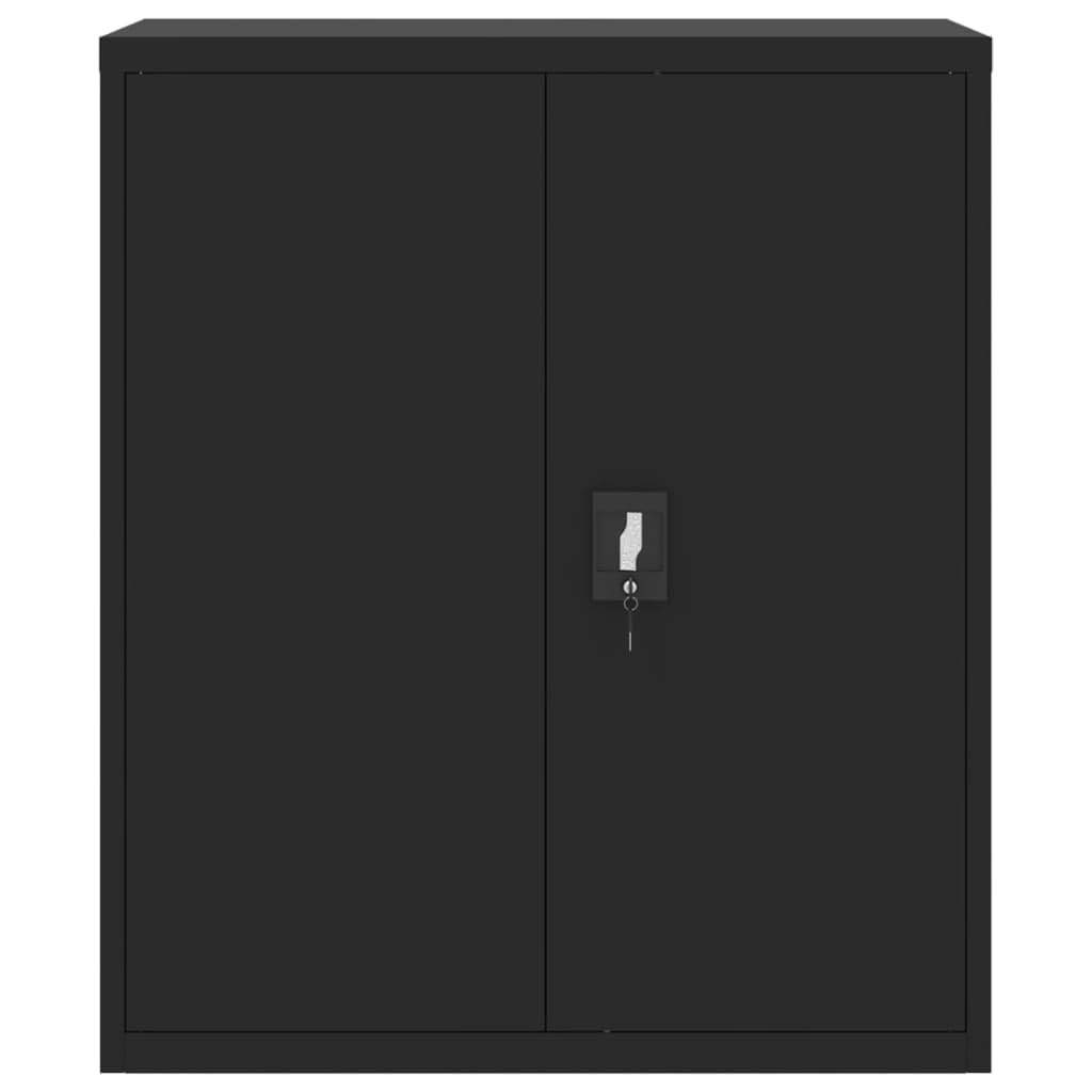 Armadio Classificatore Nero in Acciaio Verniciato a Polvere 90x40x145 cm con Serratura e 2 Ripiani Regolabili per Archivio Documenti Ufficio Organizzazione