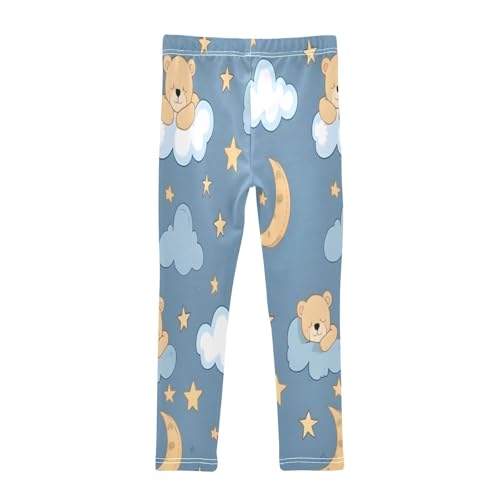 Bolaz Toddler Girls Leggings Printed Yoga Pants Leggings Sleeping Bear Moon Stars for Kids2