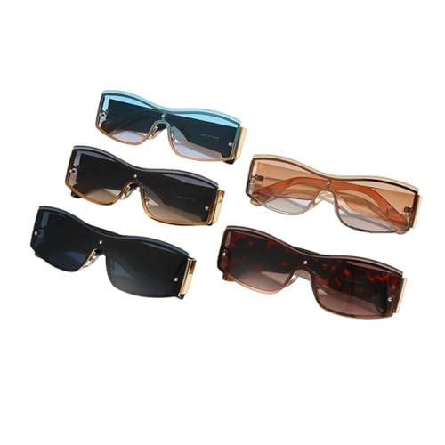 Lunettes de soleil de luxe monobloc mixtes or et noir style sans monture - 2