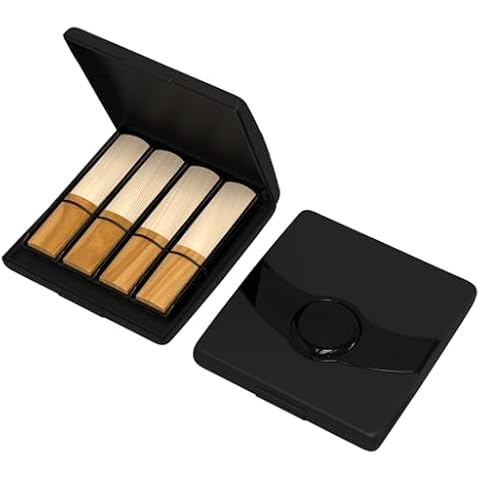 SUEWIO Clarinet Reed Case, Reed Storage Case for Clarinet Reeds Alto Tenor Soprano Saxophone Reeds, Clarinet Sax Reeds Guard, Holds 8 Pieces (Black) Cover