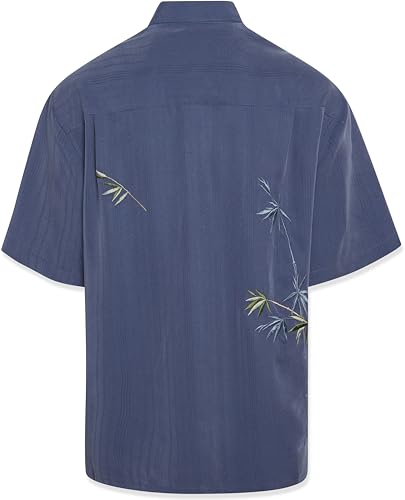 Bamboo Cay Mens Short Sleeve Flying Bamboos Casual Embroidered Woven Shirt2