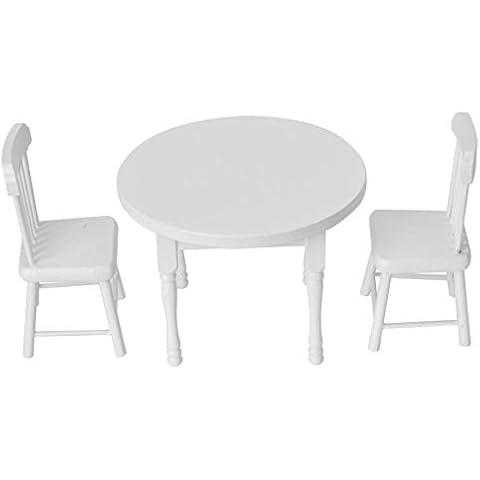Mootea Dollhouse Table Chair, Doll House Accessories 3PCS Table Chair Simulation Furniture 1/12 Photograph Props Dollhouse Decoration Cover